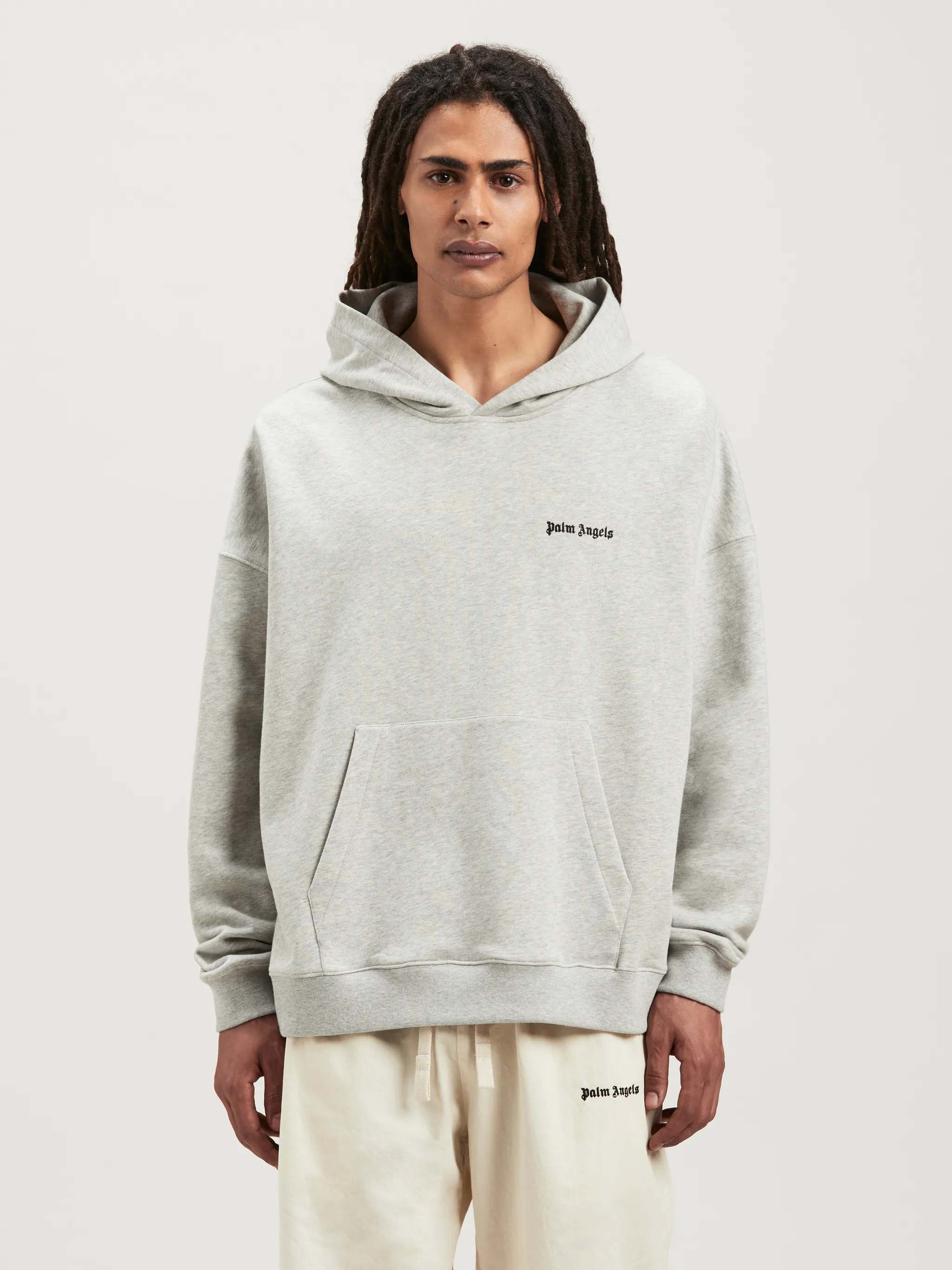 Embroidered Logo Hoodie in grey - Palm Angels® Official