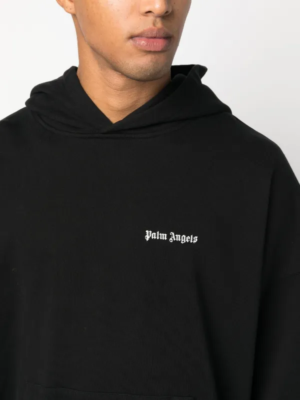 Palm Angels logo embroidered Cotton Hoodie Black FARFETCH AO