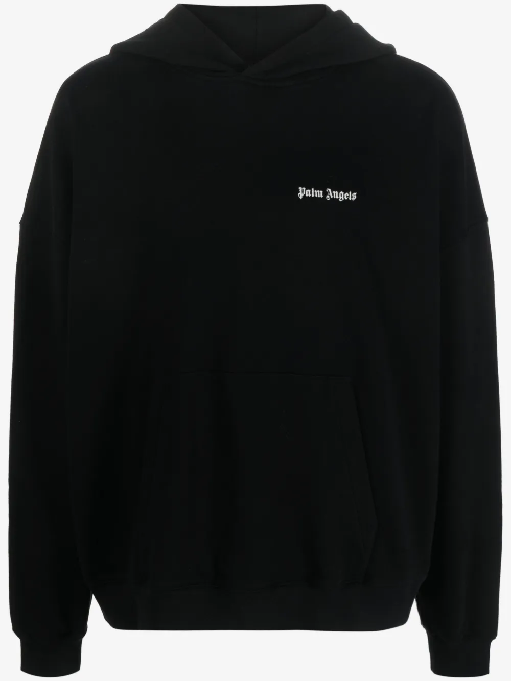 Palm Angels logo-embroidered cotton hoodie | Black | Image 1
