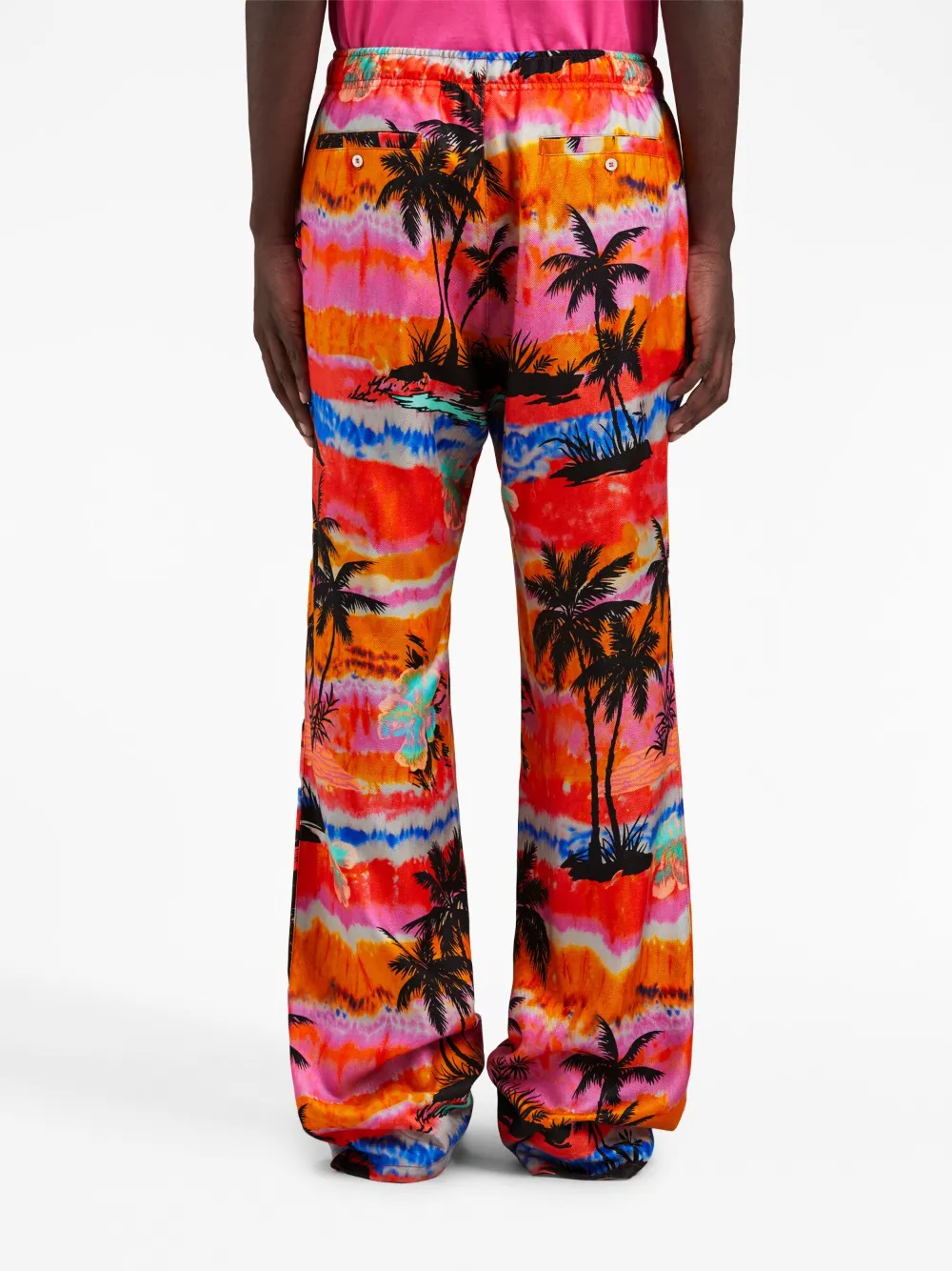 Shop Palm Angels Psychedelic-palms Wide-leg Trousers In Multicolour