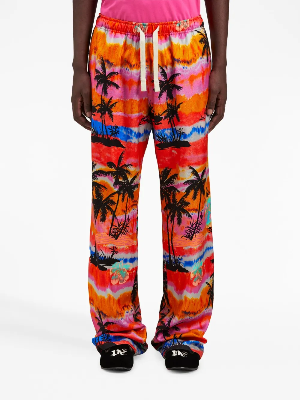 Shop Palm Angels Psychedelic-palms Wide-leg Trousers In Multicolour