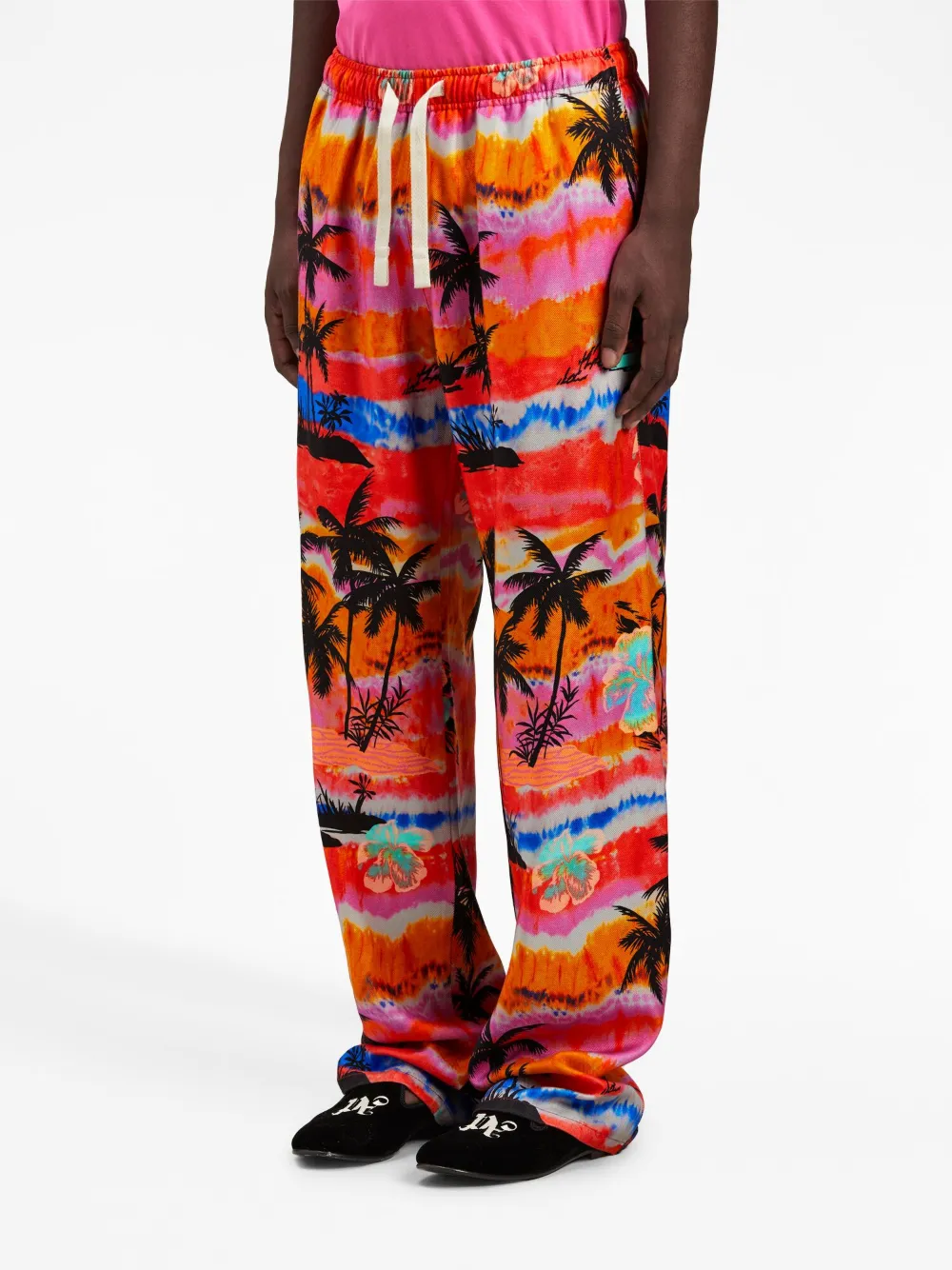 Shop Palm Angels Psychedelic-palms Wide-leg Trousers In Multicolour