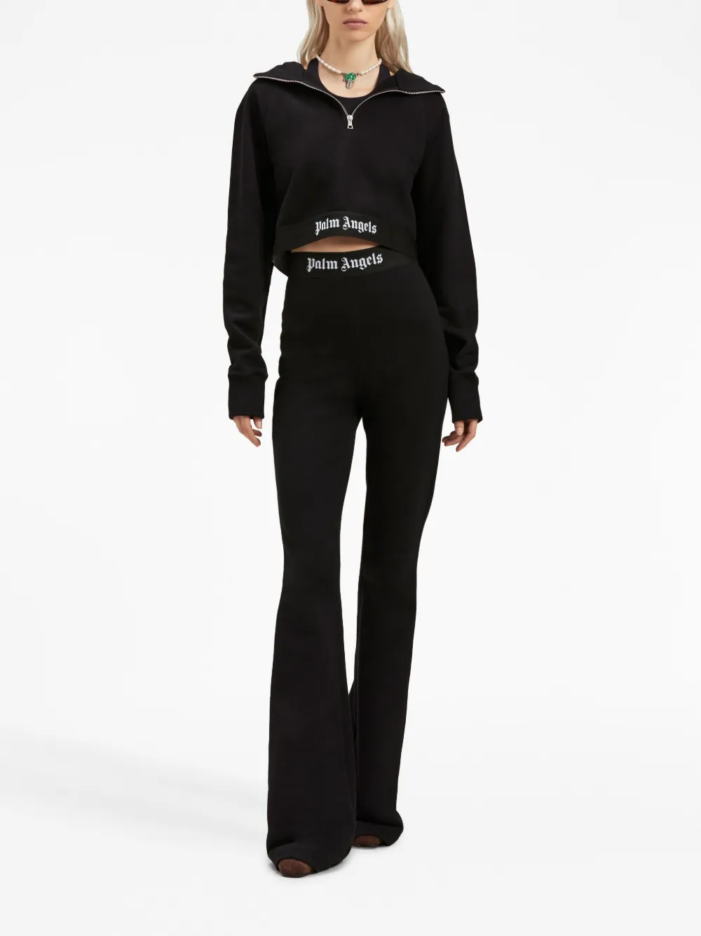 Palm Angels Sweater met logoprint - Zwart