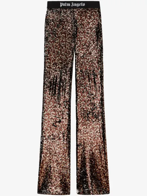 Palm Angels pantalones acampanados bordado con lentejuelas