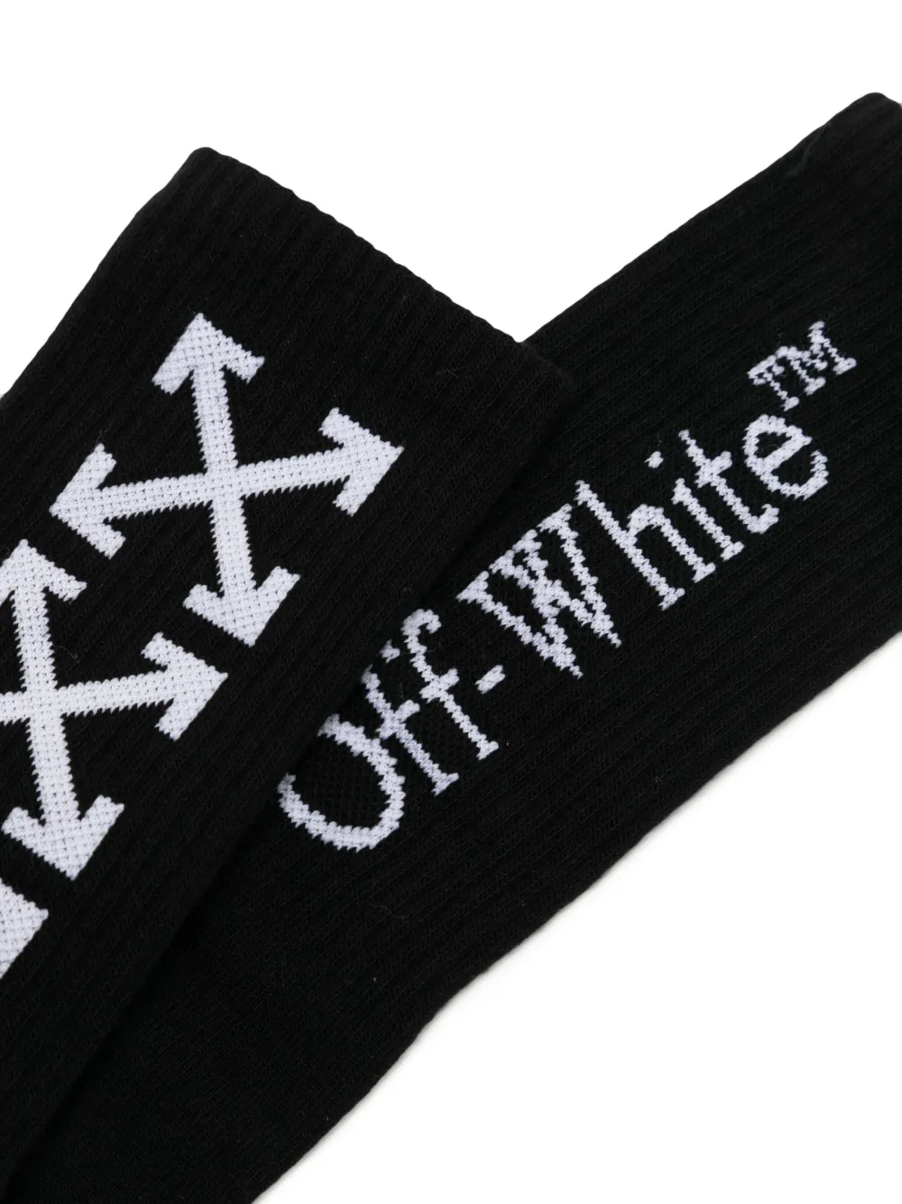 Off-White Kids Geribbelde sokken - Zwart