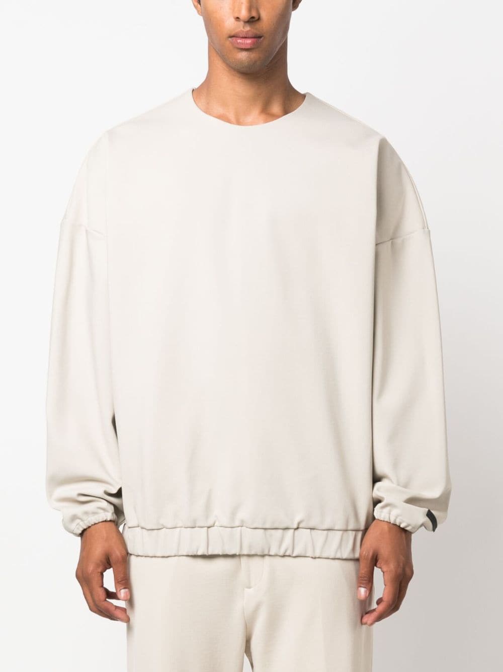Shop Fear Of God Elasticated-waistband Round-neck Sweatshirt In Grey