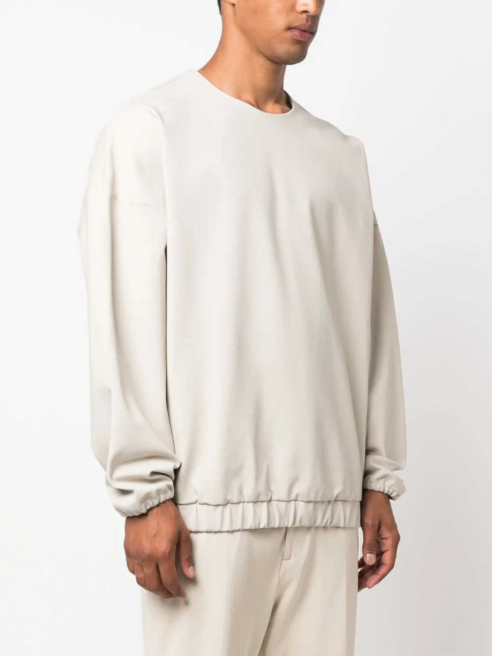 Shop Fear Of God Elasticated-waistband Round-neck Sweatshirt In Grey