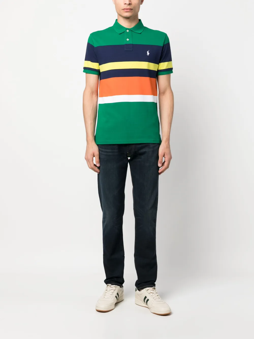 Polo Ralph Lauren logo-embroidered striped polo shirt - Groen
