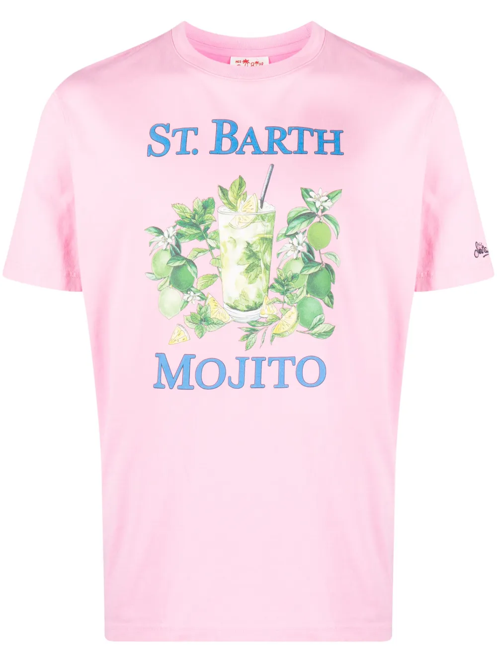 Mc2 Saint Barth Drink-motif Cotton T-shirt In Rosa