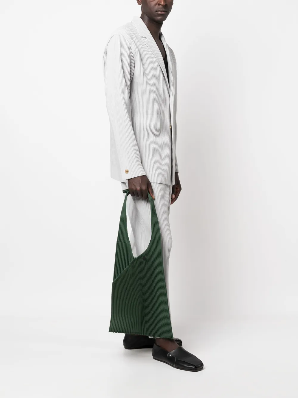 Homme Plissé Issey Miyake Petal ribbed tote bag - Groen