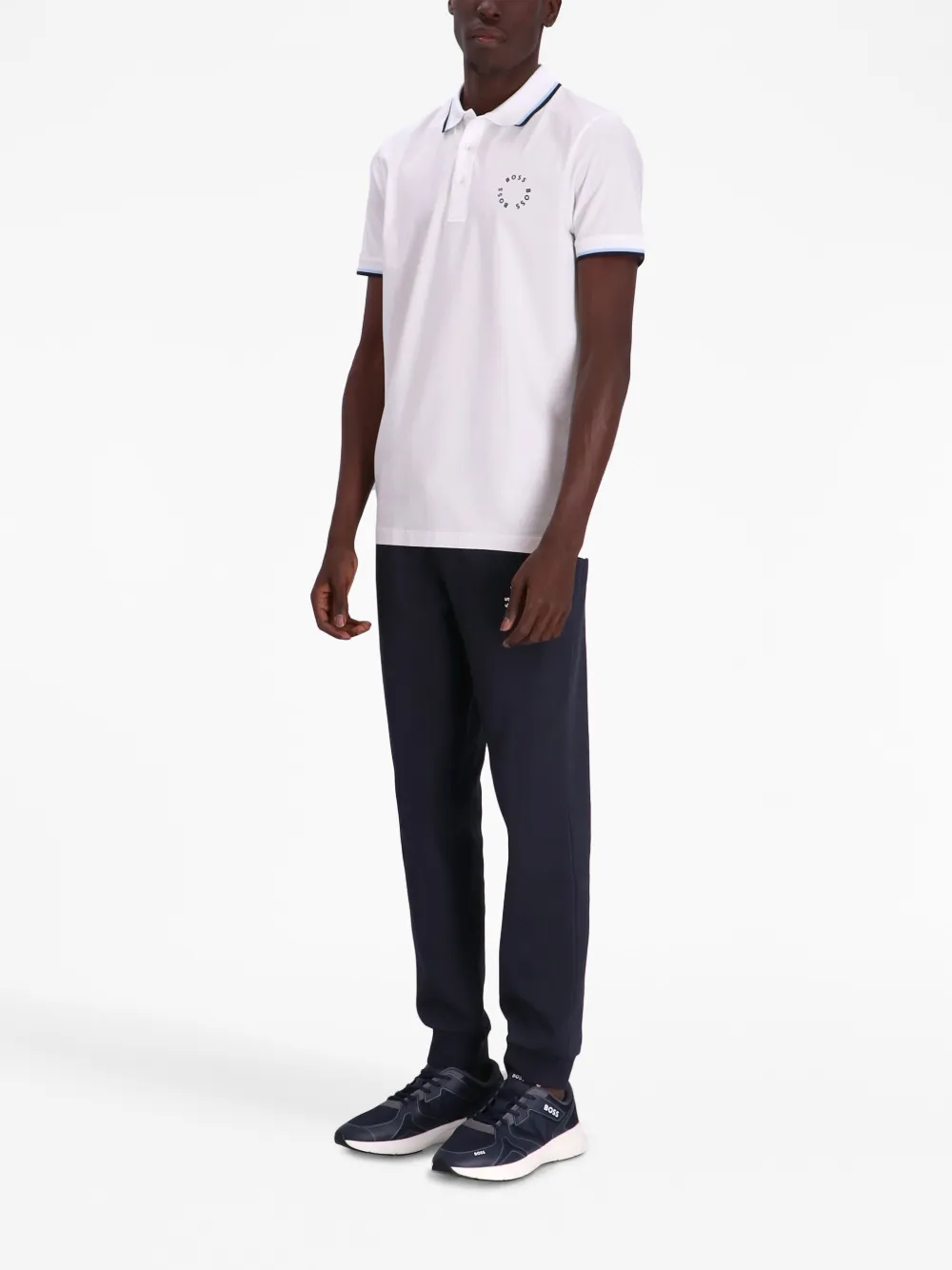 BOSS Poloshirt met logoprint - Wit