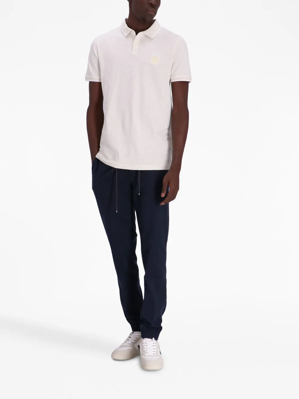 BOSS Poloshirt met logopatch - Beige