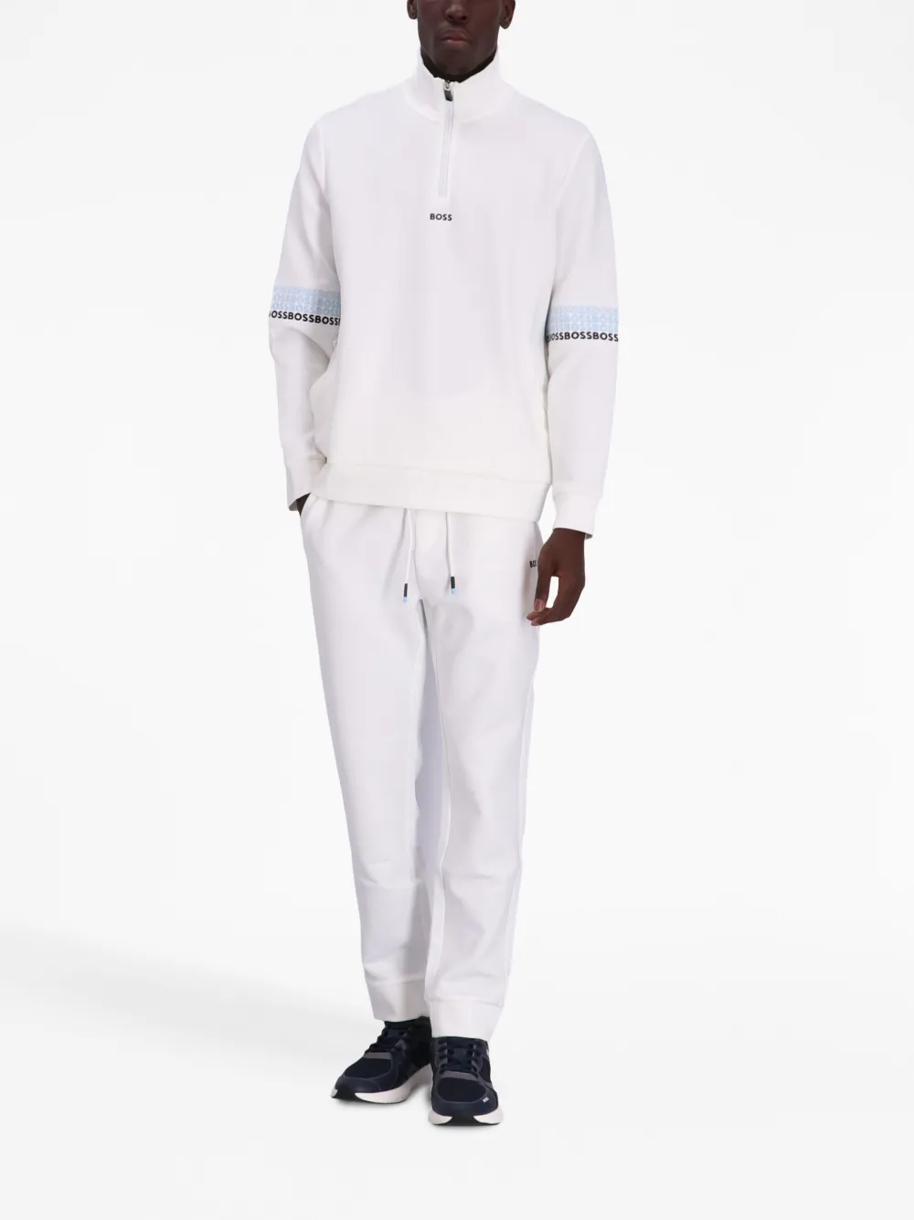 BOSS Sweater met logoprint - Wit