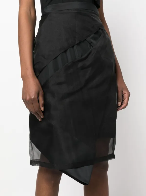 Undercover high waisted asymmetric tulle skirt women Polyester 1 Black