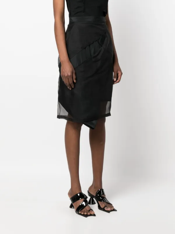 Undercover high waisted asymmetric tulle skirt women Polyester 1 Black