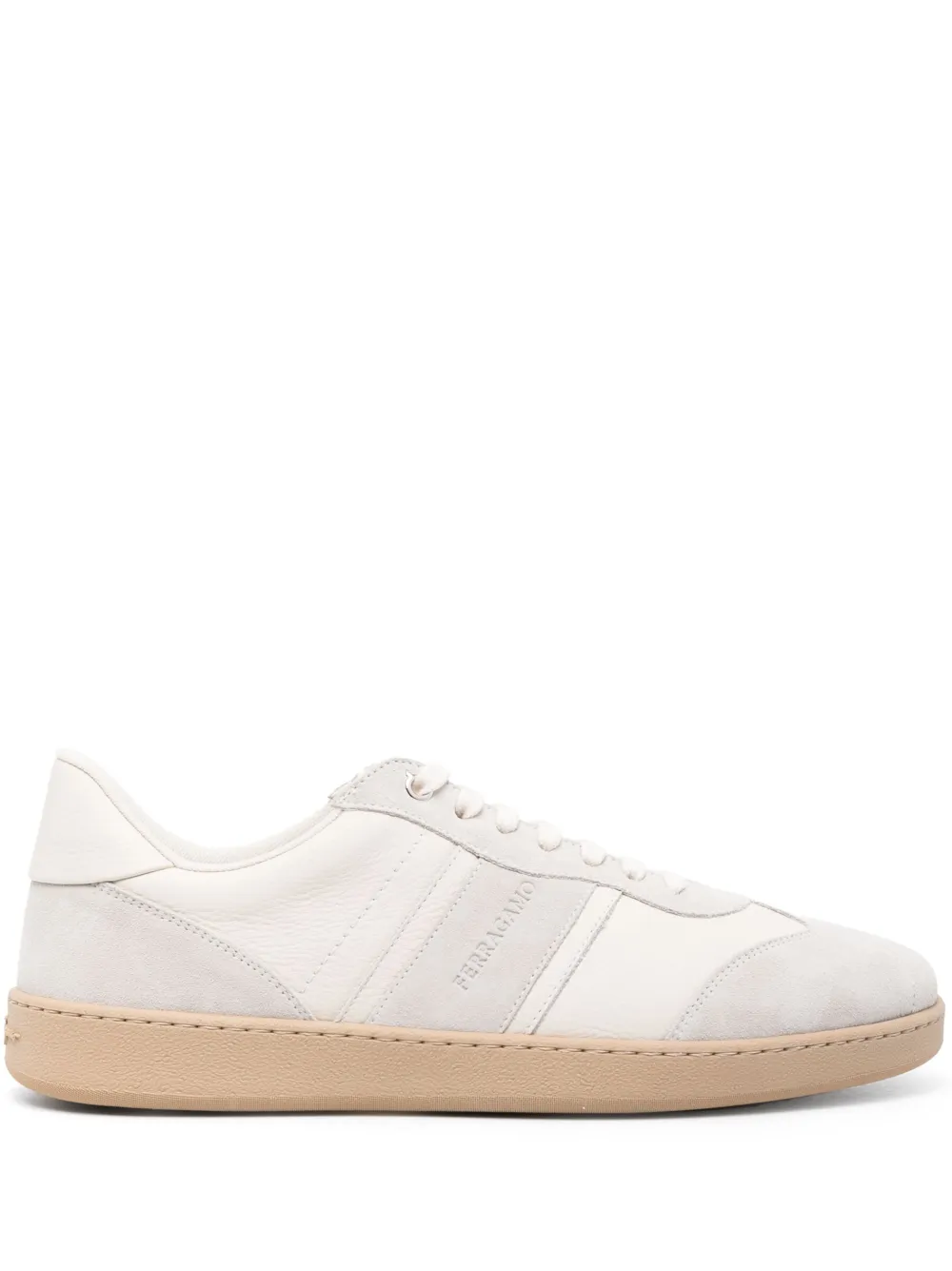Ferragamo Men's Achille 1 Suede Leather Low-top Sneakers In Neutrals