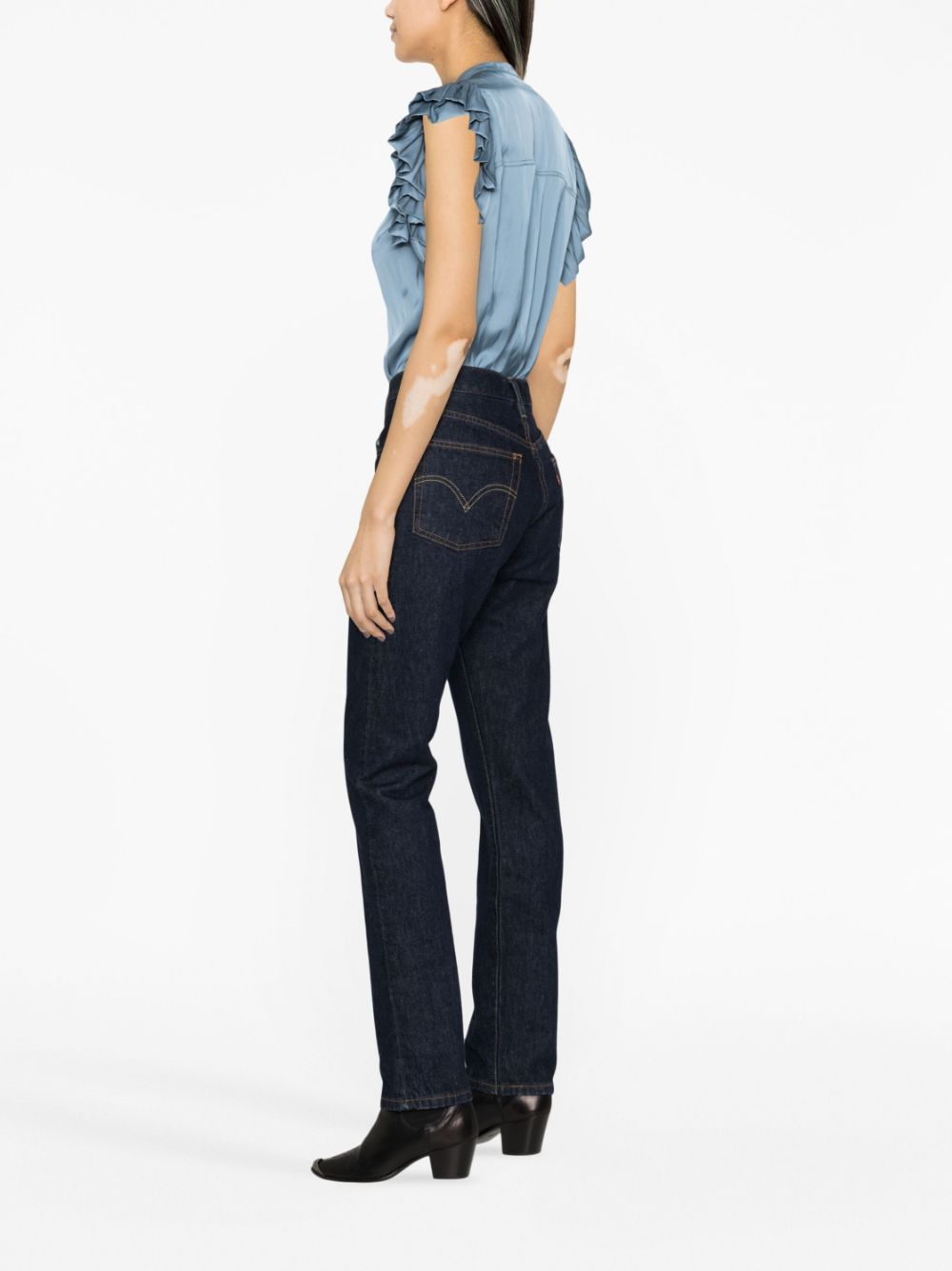 Shop Zadig & Voltaire Ruffled-sleeve Blouse In Blue