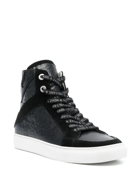 Zadig&Voltaire High Lash crinkled-finish leather sneakers SWSN00431 - 1