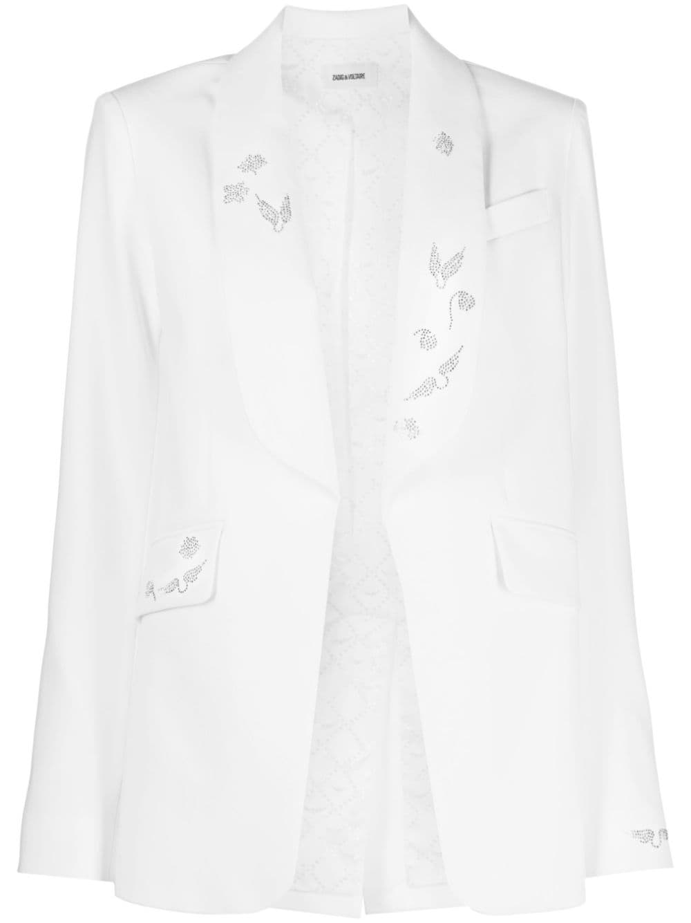 Zadig&Voltaire rhinestone-embellished shawl-lapel blazer - White
