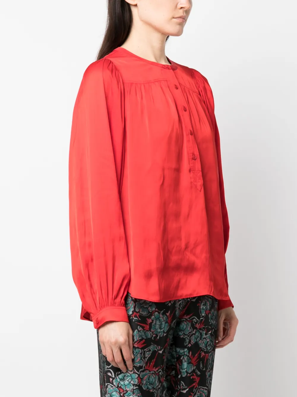 Shop Zadig & Voltaire Tigy Satin-finish Blouse In Rot