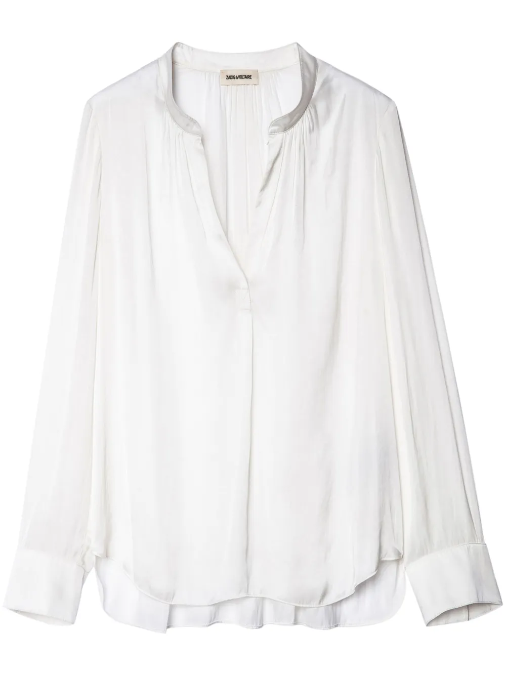 Shop Zadig & Voltaire Gathered-detail Satin-weave Blouse In White