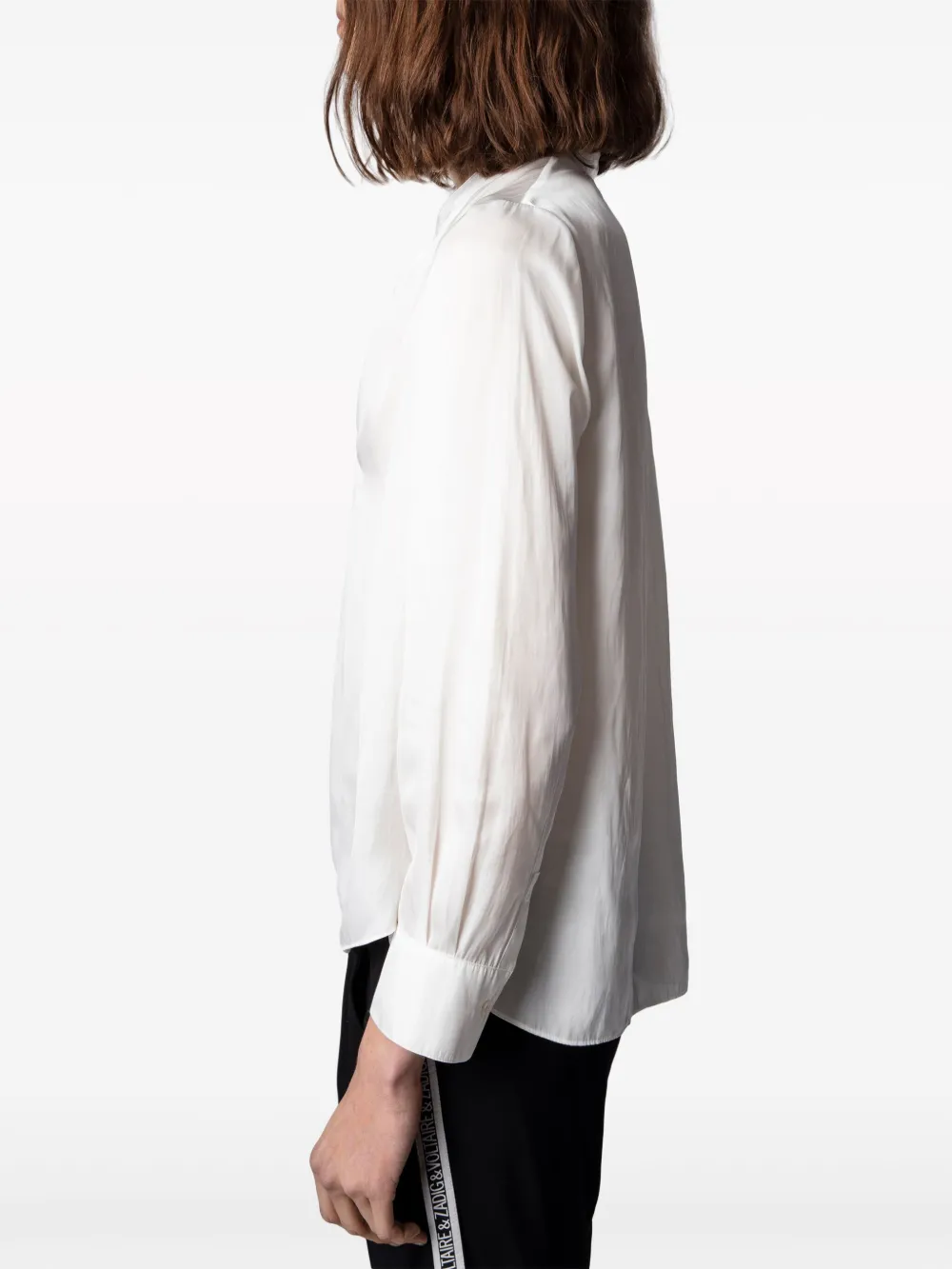Zadig&Voltaire Blouse met gesmockt detail en satijnen weving Wit