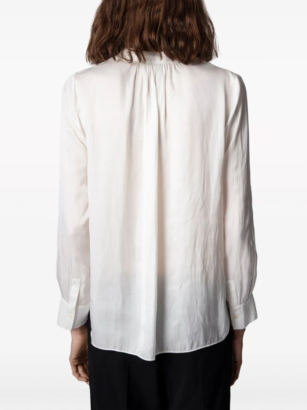Zadig&Voltaire Blouse met gesmockt detail en satijnen weving Wit