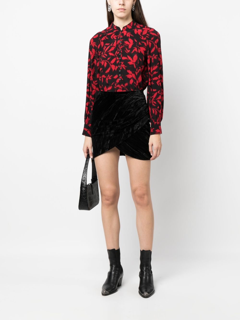 Shop Zadig & Voltaire Twina Leaf-print Long-sleeve Shirt In Black