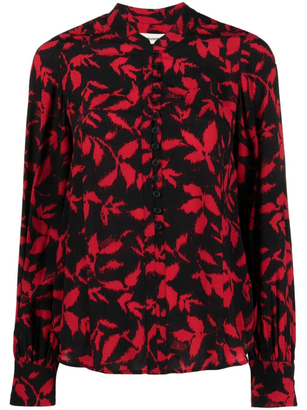 Shop Zadig & Voltaire Twina Leaf-print Long-sleeve Shirt In Black