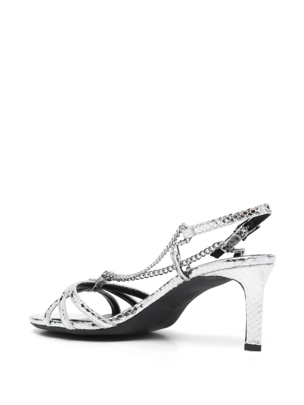 Shop Zadig & Voltaire Sleepless 60mm Embossed Leather Sandals In Silver