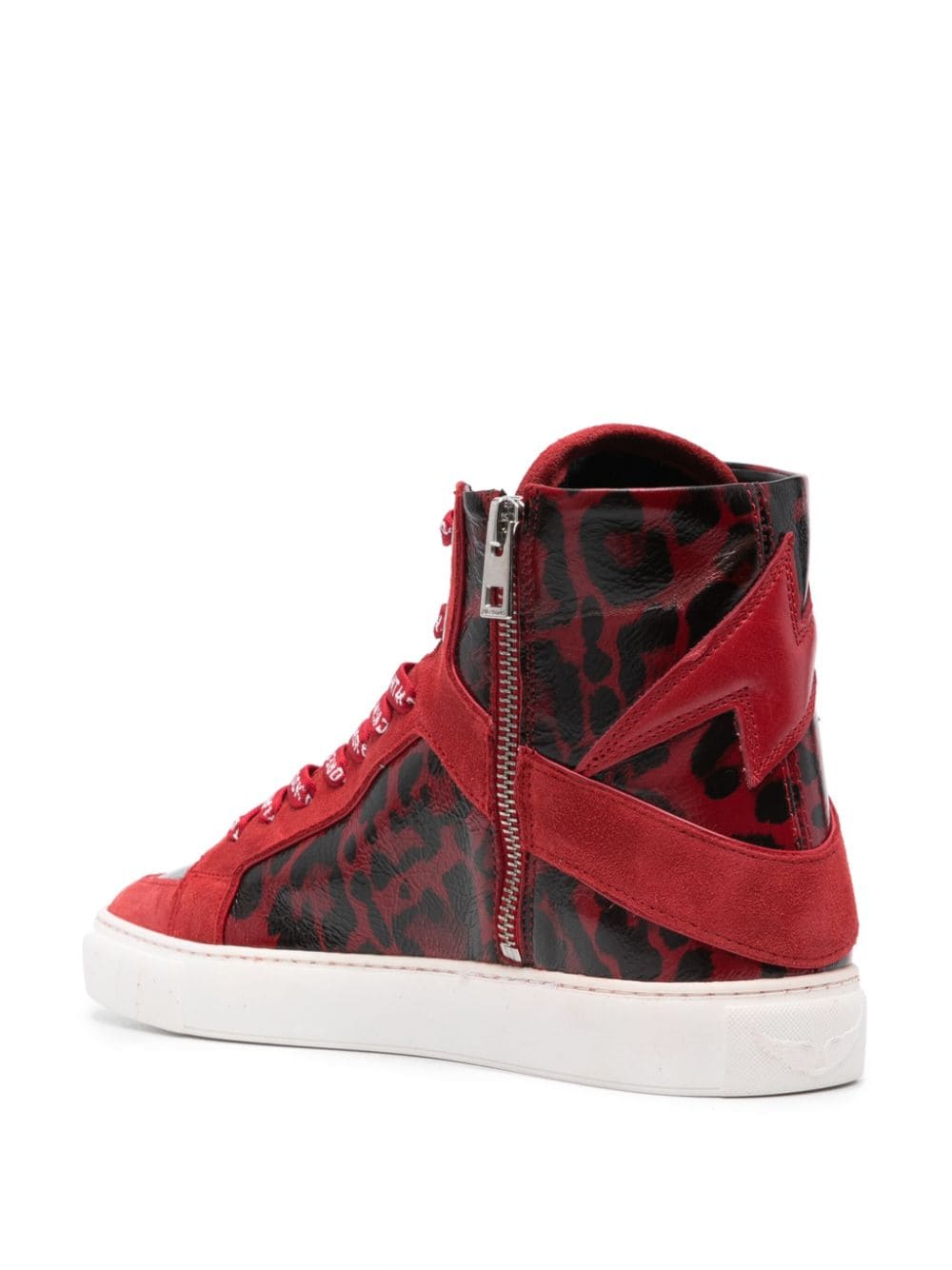 Shop Zadig & Voltaire Zv1747 High Flash Panelled Sneakers In Rot