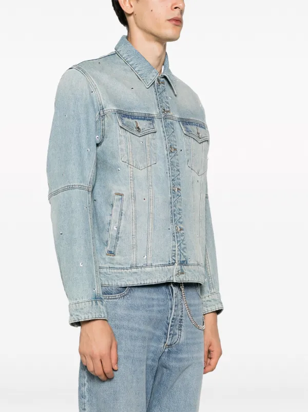 Zadig Voltaire Kasy spread collar Crystal Denim Jacket Blue FARFETCH AU