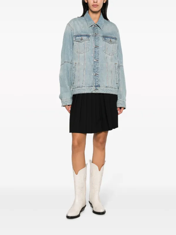 Zadig&Voltaire Kasy spread-collar Crystal Denim Jacket | Blue