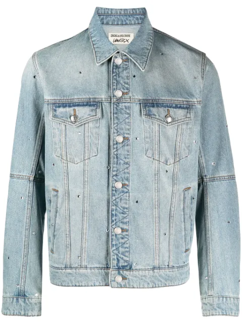 Zadig&Voltaire kasy spread-collar crystal denim jacket