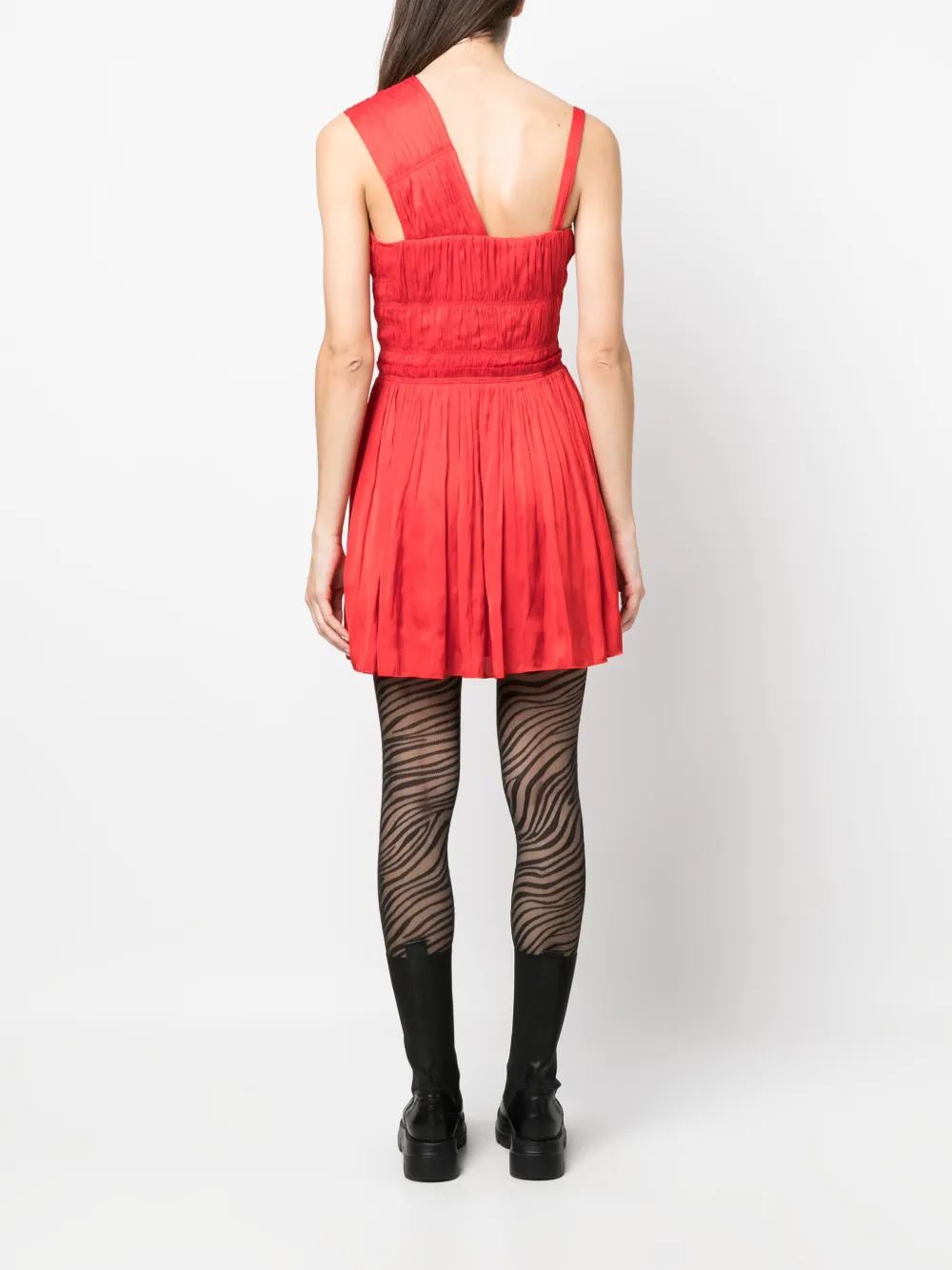 Zadig & Voltaire Roselie Satin Pleated Dress In Red