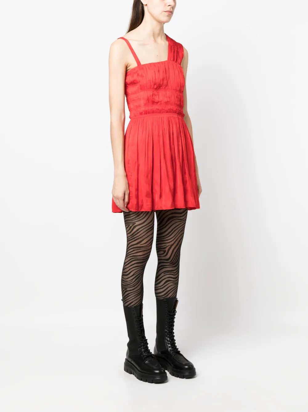 Zadig & Voltaire Roselie Satin Pleated Dress In Red