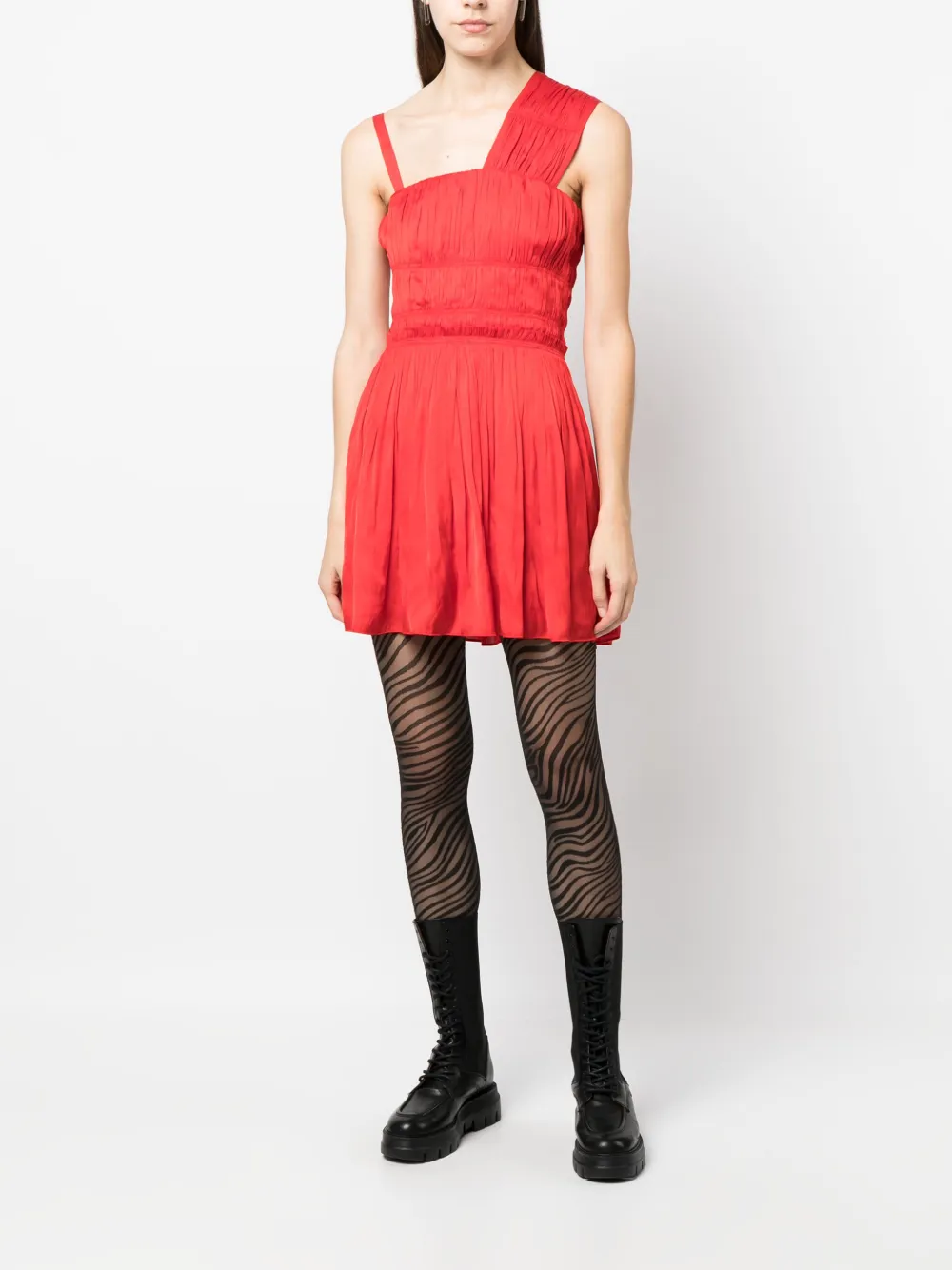 Shop Zadig & Voltaire Roselie Satin Pleated Dress In Red