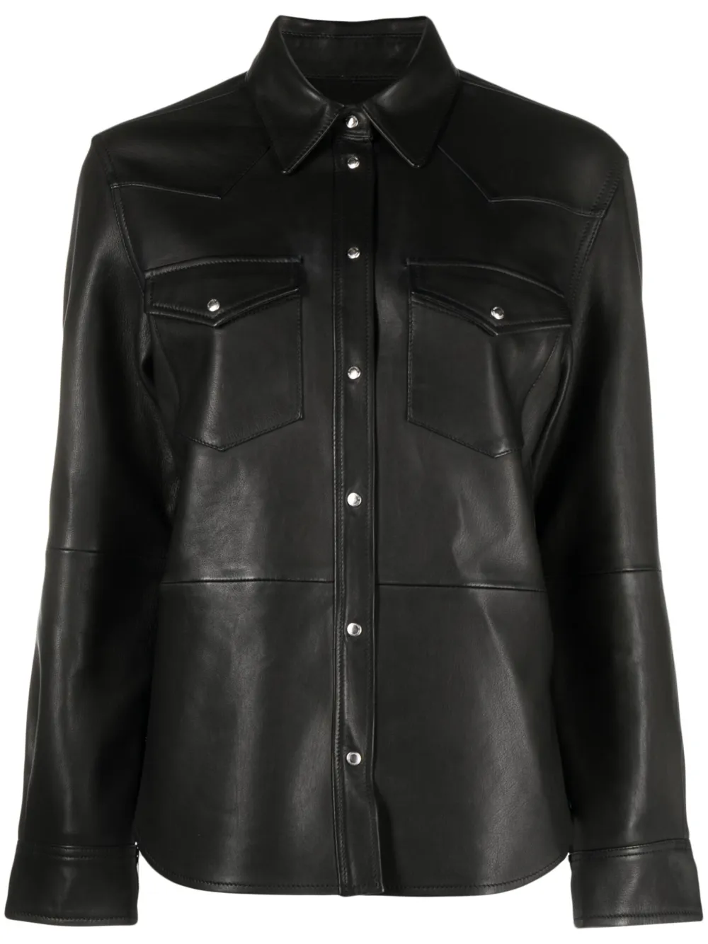 Zadig & Voltaire Thelma Press-stud Leather Shirt In Black