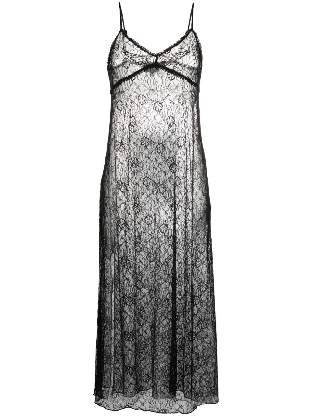 Zadig & Voltaire Ryzig Sheer-lace Slip Dress In Black