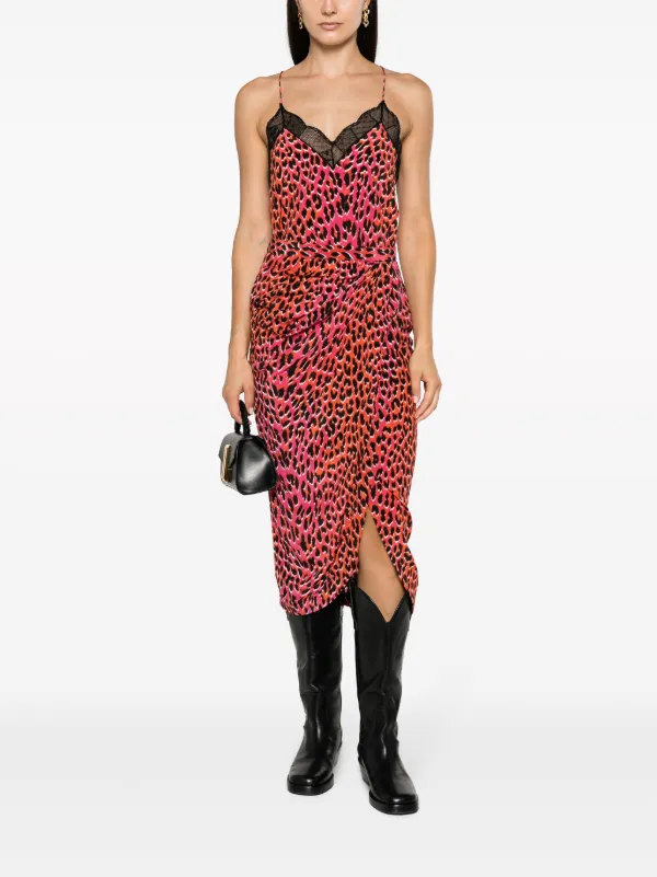 Pink leopard print silk dress hotsell