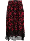 Zadig&Voltaire Joslin leaf-print midi skirt - Black