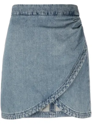 Cotton on top denim wrap skirt