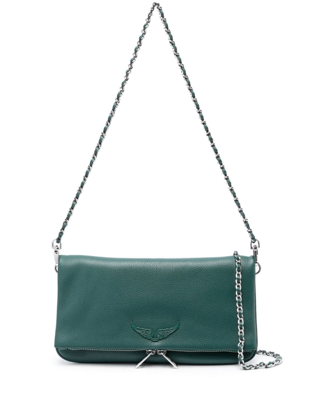 Zadig & Voltaire Leather One Shoulder Bag Chain Double Bag for Women Green