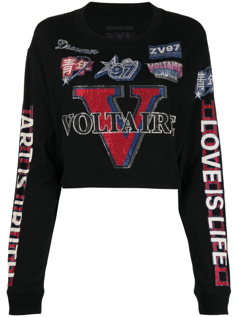 ZADIG & VOLTAIRE IONA VOLTAIRE CROPPED LONG-SLEEVE T-SHIRT