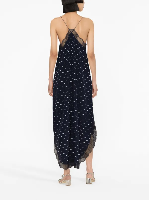 Zadig Voltaire lace trim Silk Midi Dress Blue FARFETCH AE