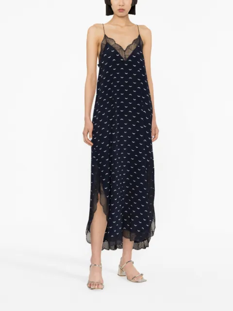 Zadig&Voltaire lace-trim silk midi dress WWDR01251 - 1