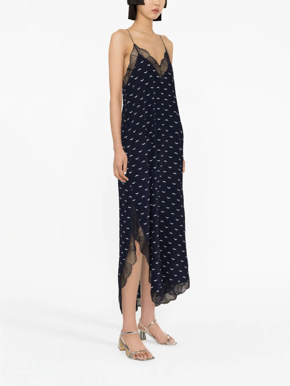 Zadig&Voltaire lace-trim Silk Midi Dress - Farfetch