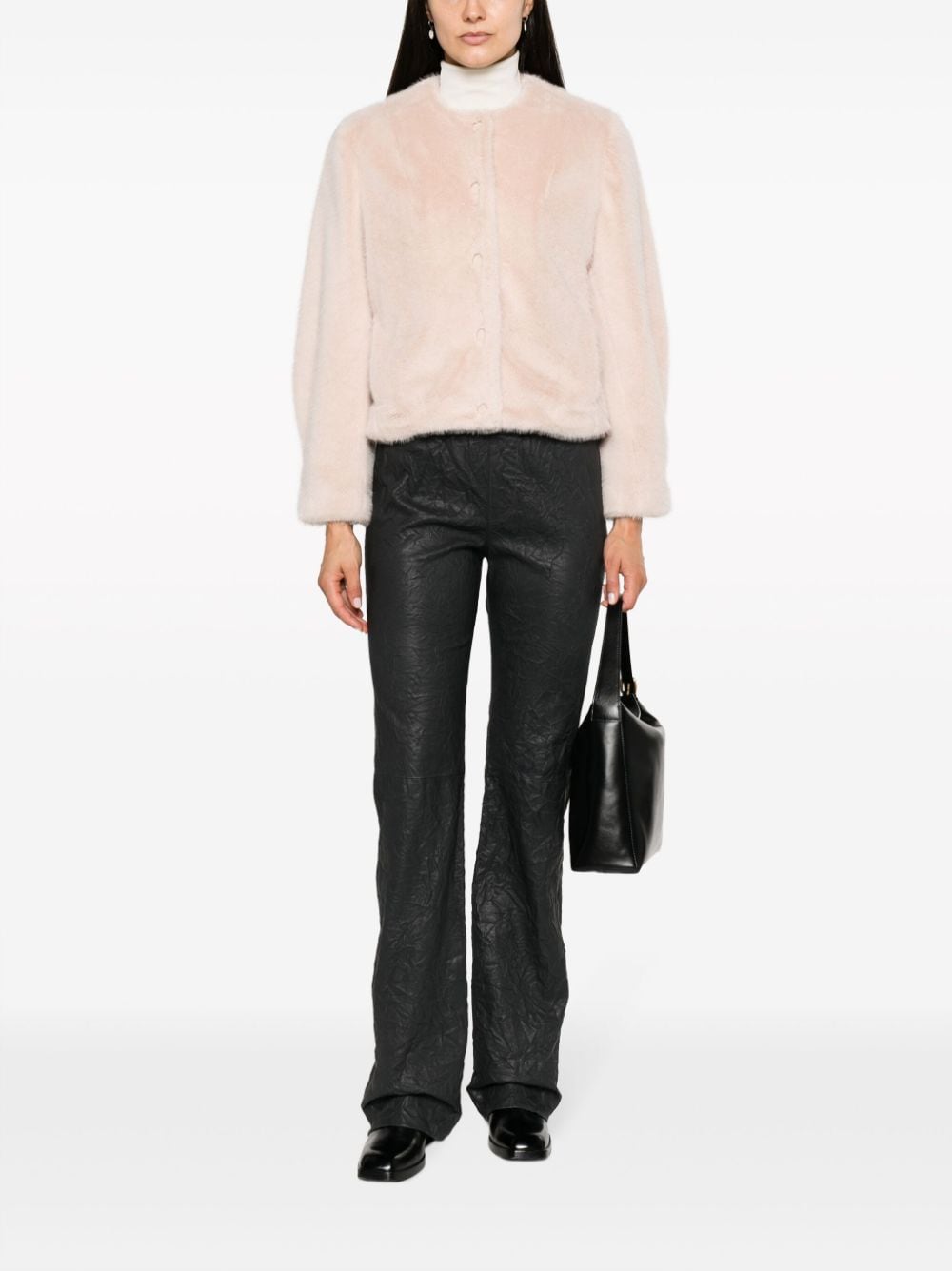 Shop Zadig & Voltaire Pauline Crinkled Leather Trousers In Grey
