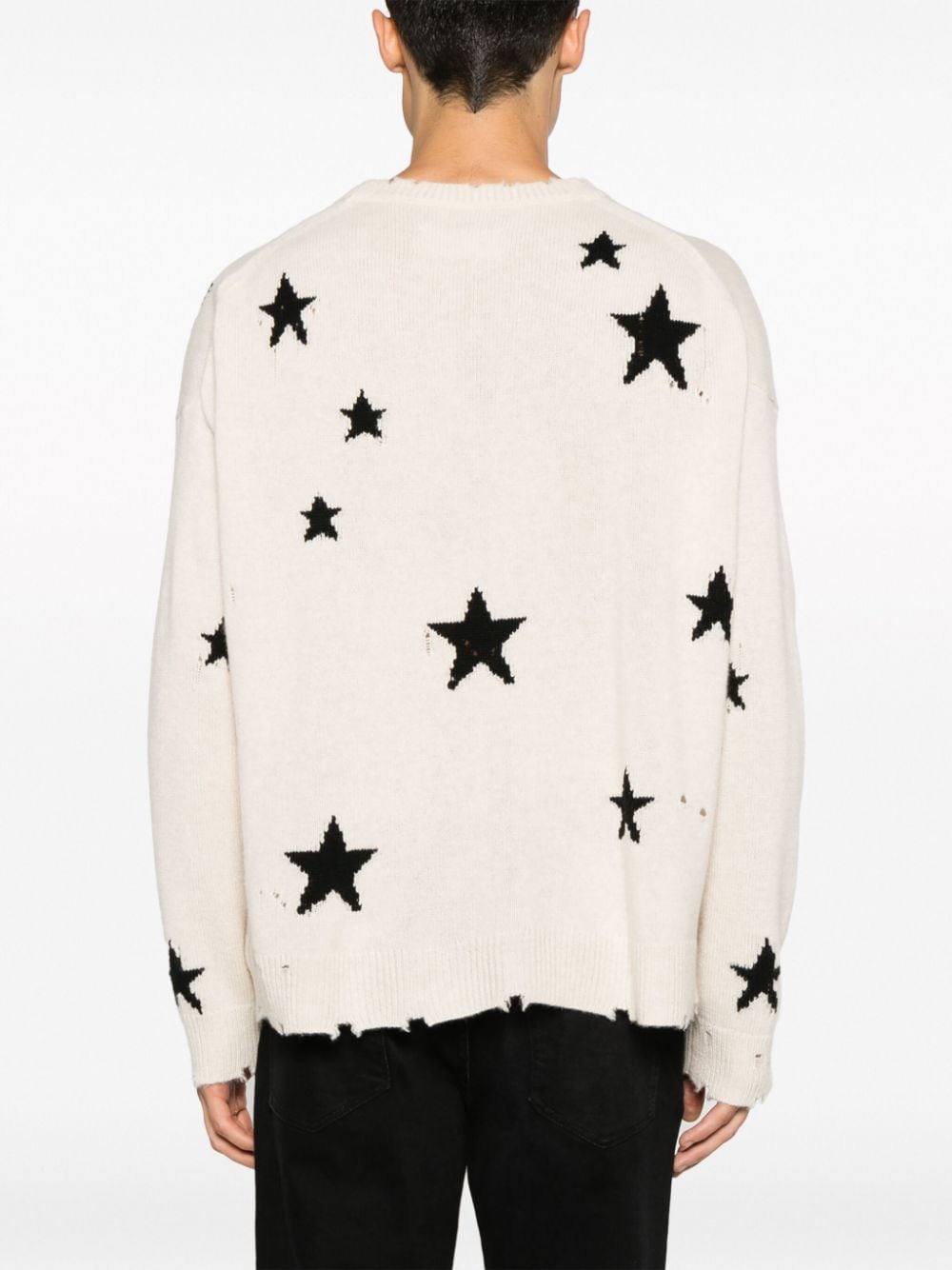 Shop Zadig & Voltaire Star-intarsia Distressed Cashmere Jumper In Neutrals