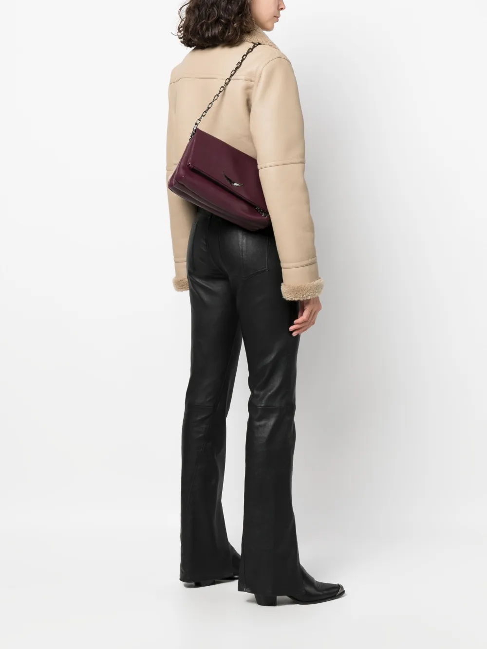 Zadig&Voltaire Rocky leather crossbody bag - Paars